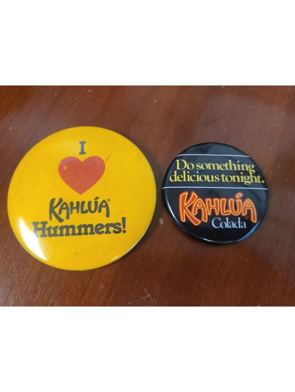 Kahlua Lot of 2 Promotional Advertising Pinback Button Vintage 1980s